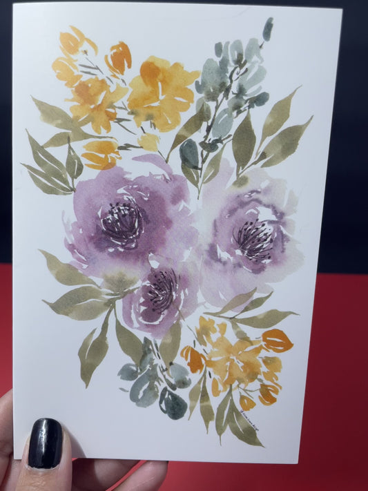 Greeting Card - Purple Floral Watercolor
