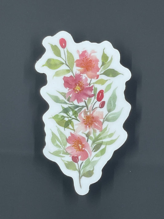 Sticker - Red Floral Watercolor