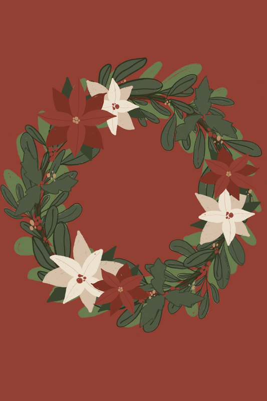 Greeting Card - Red Holiday Wreath