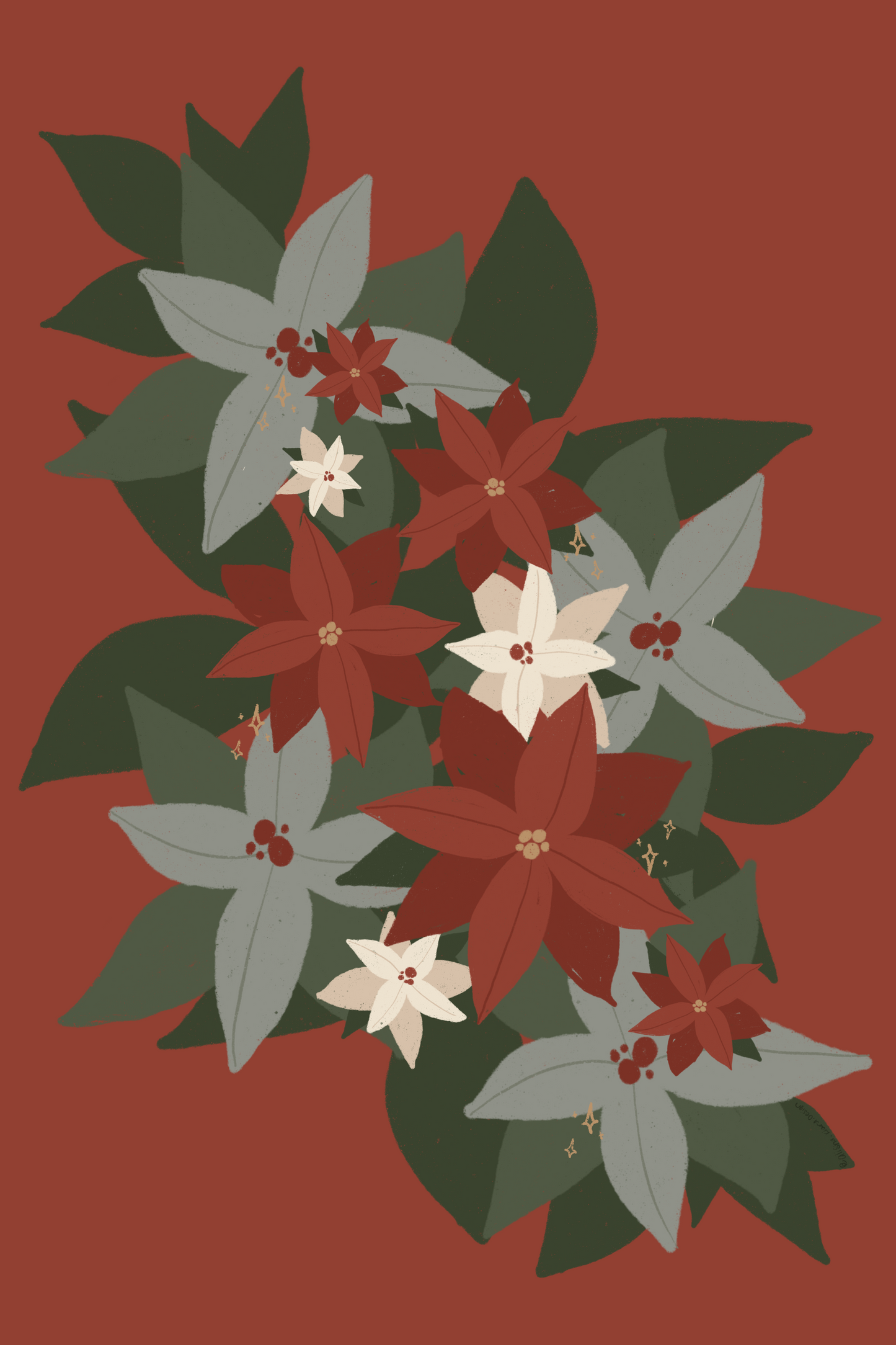 Greeting Card - Red Holiday Floral